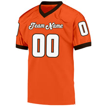 Load image into Gallery viewer, Custom Orange White-Brown Mesh Authentic Throwback Football Jersey