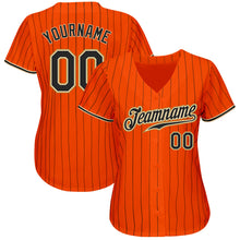 Load image into Gallery viewer, Custom Orange Black Pinstripe Black-Old Gold Authentic Baseball Jersey
