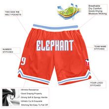 Load image into Gallery viewer, Custom Orange White-Light Blue Authentic Throwback Basketball Shorts