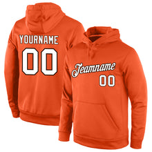 Load image into Gallery viewer, Custom Stitched Orange White-Brown Sports Pullover Sweatshirt Hoodie