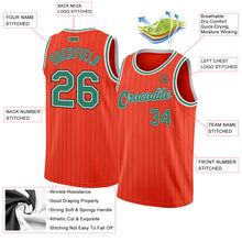 Load image into Gallery viewer, Custom Orange Black Pinstripe Kelly Green-White Authentic Basketball Jersey