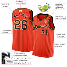 Load image into Gallery viewer, Custom Orange Black Pinstripe Black-Old Gold Authentic Basketball Jersey