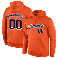 Load image into Gallery viewer, Custom Stitched Orange Navy-White Sports Pullover Sweatshirt Hoodie
