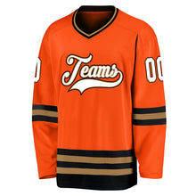 Load image into Gallery viewer, Custom Orange White-Black Hockey Jersey