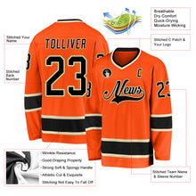 Load image into Gallery viewer, Custom Orange Black-Cream Hockey Jersey