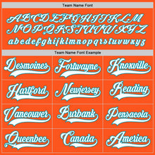 Load image into Gallery viewer, Custom Orange White-Teal Hockey Jersey