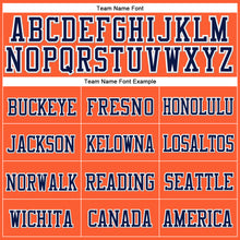 Load image into Gallery viewer, Custom Orange Navy-White Stitched Cuffed Knit Hat