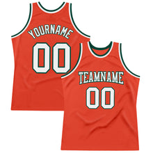 Load image into Gallery viewer, Custom Orange White-Green Authentic Throwback Basketball Jersey