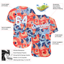 Load image into Gallery viewer, Custom Orange White-Light Blue 3D Pattern Design Flowers Authentic Baseball Jersey