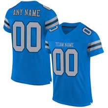 Load image into Gallery viewer, Custom Panther Blue Light Gray-Black Mesh Authentic Football Jersey