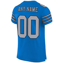Load image into Gallery viewer, Custom Panther Blue Light Gray-Black Mesh Authentic Football Jersey