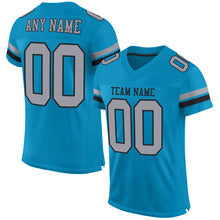 Load image into Gallery viewer, Custom Panther Blue Light Gray-Black Mesh Authentic Football Jersey