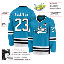 Load image into Gallery viewer, Custom Panther Blue White-Black Hockey Jersey