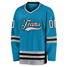 Load image into Gallery viewer, Custom Panther Blue Gray-Black Hockey Jersey