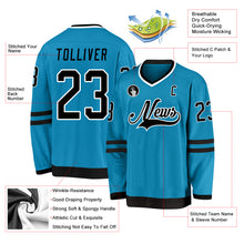 Load image into Gallery viewer, Custom Panther Blue Black-White Hockey Jersey