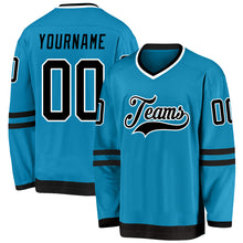 Load image into Gallery viewer, Custom Panther Blue Black-White Hockey Jersey
