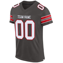 Load image into Gallery viewer, Custom Pewter White-Red Mesh Authentic Football Jersey