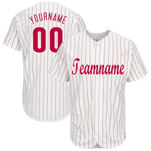 Load image into Gallery viewer, Custom White Red Pinstripe Red-White Baseball Jersey
