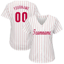 Load image into Gallery viewer, Custom White Red Pinstripe Red-White Baseball Jersey