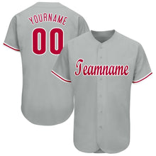 Load image into Gallery viewer, Custom Gray Red-White Baseball Jersey