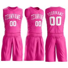 Load image into Gallery viewer, Custom Pink White Round Neck Suit Basketball Jersey