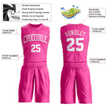 Load image into Gallery viewer, Custom Pink White Round Neck Suit Basketball Jersey