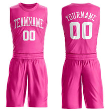 Load image into Gallery viewer, Custom Pink White Round Neck Suit Basketball Jersey