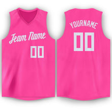 Load image into Gallery viewer, Custom Pink White V-Neck Basketball Jersey