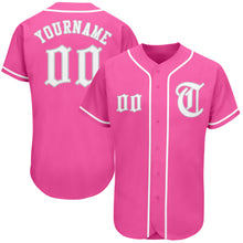 Load image into Gallery viewer, Custom Pink White-Gray Authentic Baseball Jersey