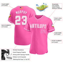 Load image into Gallery viewer, Custom Pink White Authentic American Flag Fashion Baseball Jersey
