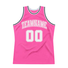 Load image into Gallery viewer, Custom Pink White-Black Authentic Throwback Basketball Jersey