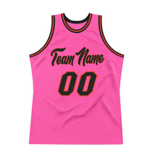 Load image into Gallery viewer, Custom Pink Black-Orange Authentic Throwback Basketball Jersey