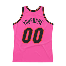 Load image into Gallery viewer, Custom Pink Black-Orange Authentic Throwback Basketball Jersey