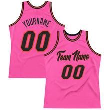 Load image into Gallery viewer, Custom Pink Black-Orange Authentic Throwback Basketball Jersey