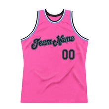 Load image into Gallery viewer, Custom Pink Black-Light Blue Authentic Throwback Basketball Jersey