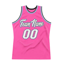 Load image into Gallery viewer, Custom Pink White-Light Blue Authentic Throwback Basketball Jersey