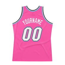 Load image into Gallery viewer, Custom Pink White-Light Blue Authentic Throwback Basketball Jersey
