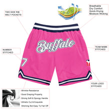 Load image into Gallery viewer, Custom Pink White-Navy Authentic Throwback Basketball Shorts