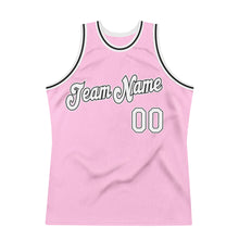 Load image into Gallery viewer, Custom Light Pink White-Black Authentic Throwback Basketball Jersey
