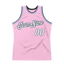Load image into Gallery viewer, Custom Light Pink White-Light Blue Authentic Throwback Basketball Jersey