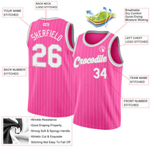 Load image into Gallery viewer, Custom Pink White Pinstripe White-Gray Authentic Basketball Jersey