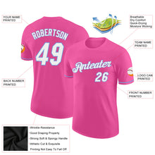 Load image into Gallery viewer, Custom Pink White-Light Blue Performance T-Shirt