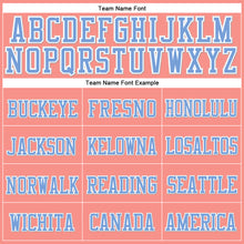 Load image into Gallery viewer, Custom Pink Light Blue-White Stitched Cuffed Knit Hat