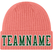 Load image into Gallery viewer, Custom Pink Green-White Stitched Cuffed Knit Hat