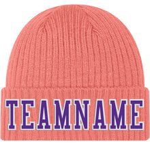 Load image into Gallery viewer, Custom Pink Purple-White Stitched Cuffed Knit Hat