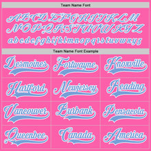 Load image into Gallery viewer, Custom Pink Light Blue-White Hockey Jersey