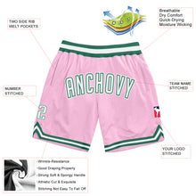 Load image into Gallery viewer, Custom Light Pink White-Kelly Green Authentic Throwback Basketball Shorts