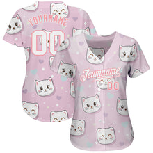 Load image into Gallery viewer, Custom Light Pink White-Light Pink 3D Pattern Design Cats Authentic Baseball Jersey