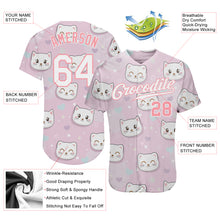 Load image into Gallery viewer, Custom Light Pink White-Light Pink 3D Pattern Design Cats Authentic Baseball Jersey