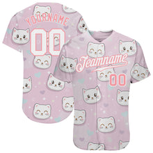 Load image into Gallery viewer, Custom Light Pink White-Light Pink 3D Pattern Design Cats Authentic Baseball Jersey